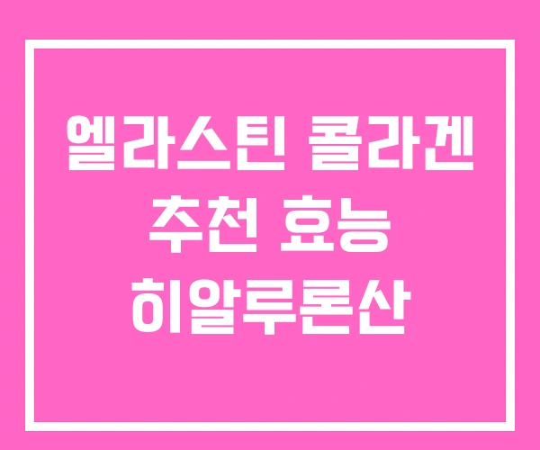 엘라스틴 콜라겐 추천 효능 히알루론산 엘라스틴 콜라겐 추천 효능 히알루론산