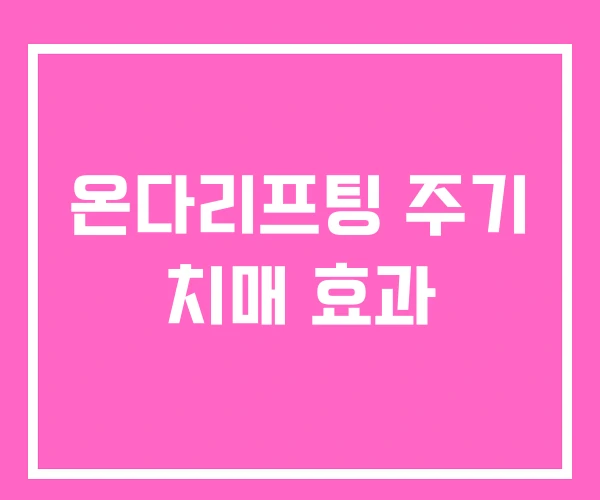 온다리프팅 주기 치매 효과 온다리프팅 주기 치매 효과