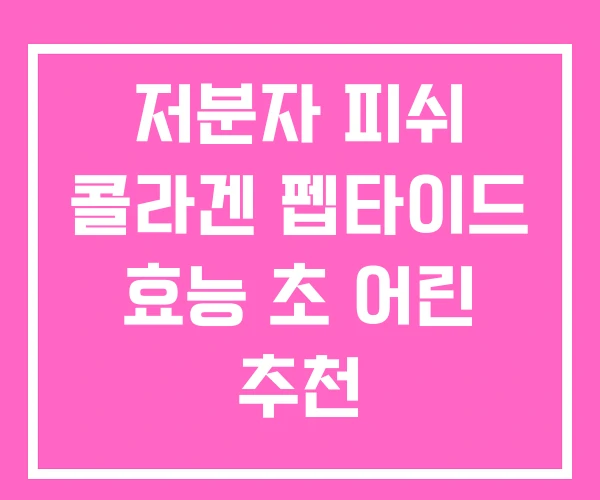 저분자 피쉬 콜라겐 펩타이드 효능 초 어린 추천