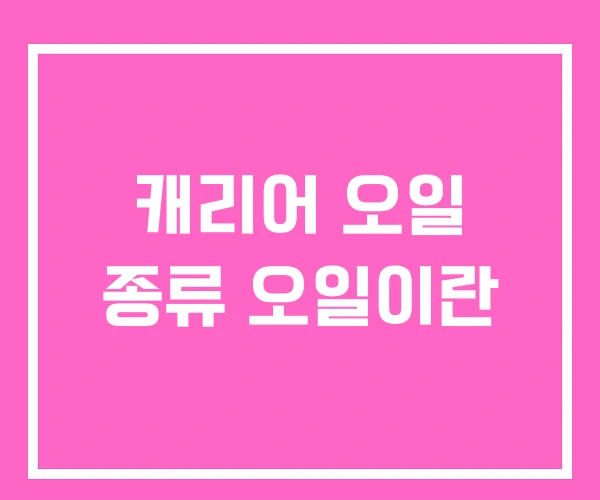 캐리어 오일 종류 오일이란 캐리어 오일 종류 오일이란