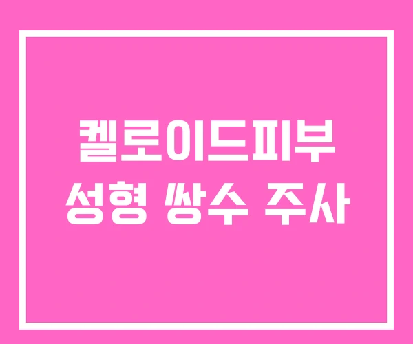 켈로이드피부 성형 쌍수 주사