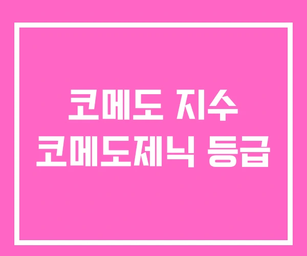 코메도 지수 코메도제닉 등급