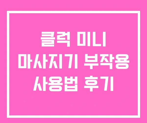 클럭 미니 마사지기 부작용 사용법 후기 클럭 미니 마사지기 부작용 사용법 후기