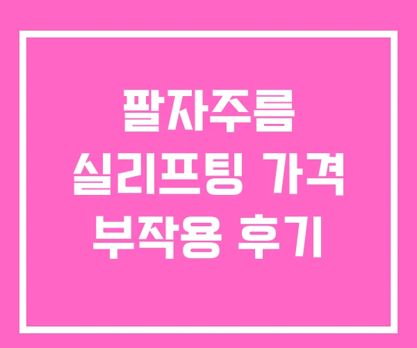 팔자주름 실리프팅 가격 부작용 후기 팔자주름 실리프팅 가격 부작용 후기