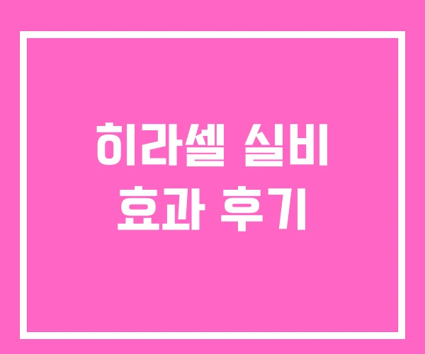 히라셀 실비 효과 후기 히라셀 실비 효과 후기