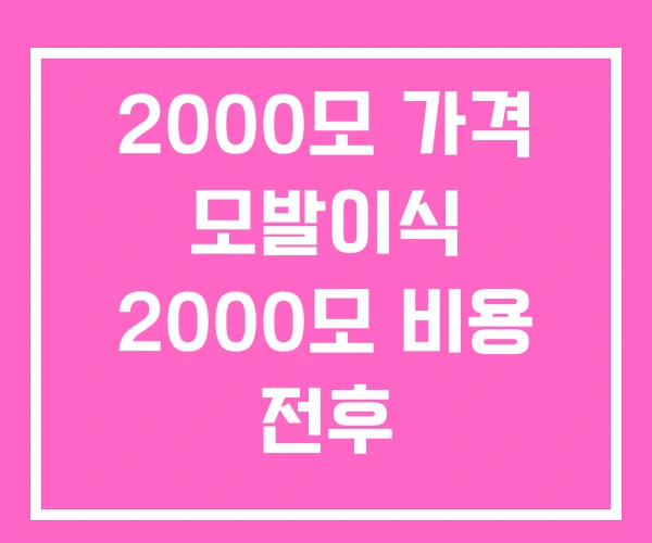 2000모 가격 모발이식 2000모 비용 전후
