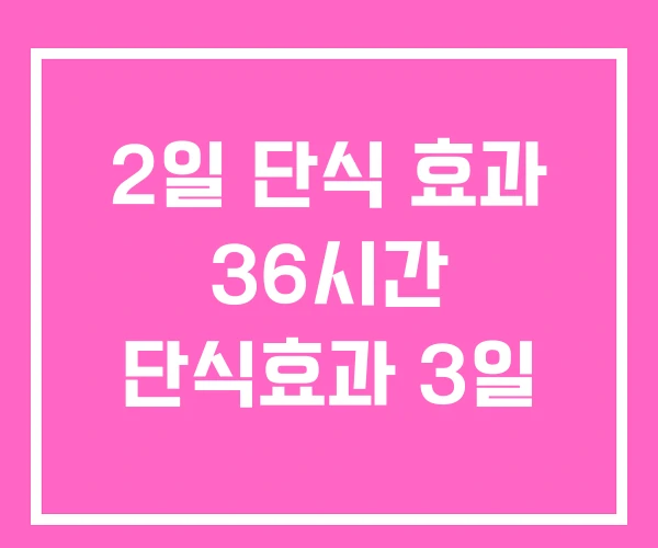 2일 단식 효과 36시간 단식효과 3일 2일 단식 효과 36시간 단식효과 3일