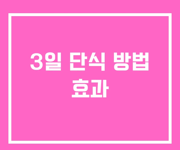3일 단식 방법 효과 3일 단식 방법 효과