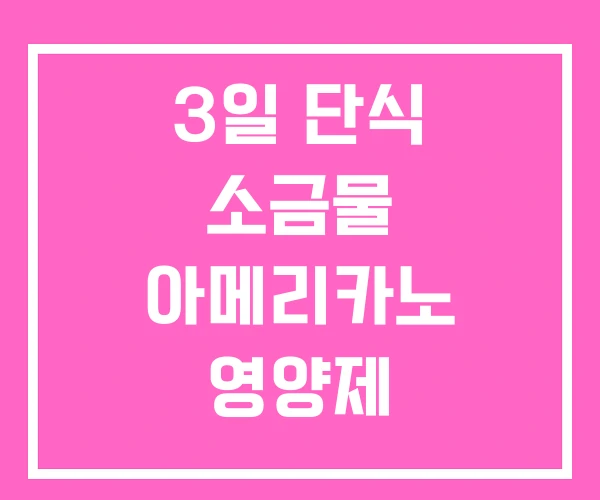 3일 단식 소금물 아메리카노 영양제 3일 단식 소금물 아메리카노 영양제