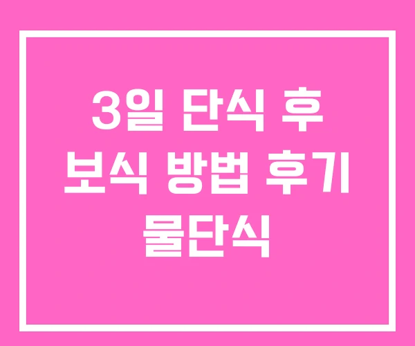 3일 단식 후 보식 방법 후기 물단식 3일 단식 후 보식 방법 후기 물단식