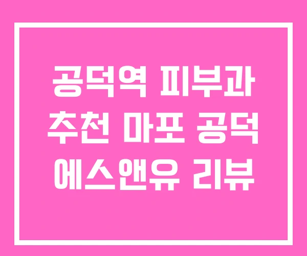 공덕역 피부과 추천 마포 공덕 에스앤유 리뷰 공덕역 피부과 추천 마포 공덕 에스앤유 리뷰