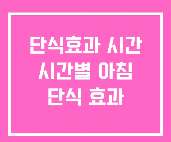 단식효과 시간 시간별 아침 단식 효과 단식효과 시간 시간별 아침 단식 효과