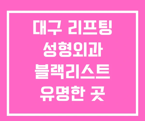 대구 리프팅 성형외과 블랙리스트 유명한 곳 대구 리프팅 성형외과 블랙리스트 유명한 곳