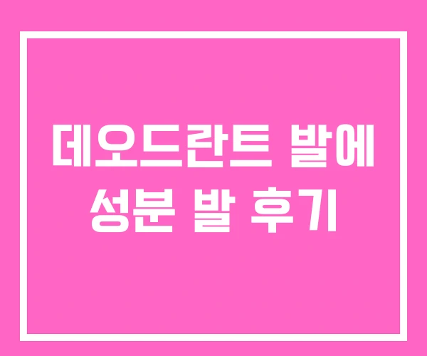 데오드란트 발에 성분 발 후기 데오드란트 발에 성분 발 후기
