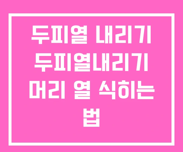 두피열 내리기 두피열내리기 머리 열 식히는 법