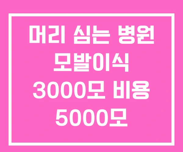 머리 심는 병원 모발이식 3000모 비용 5000모 머리 심는 병원 모발이식 3000모 비용 5000모