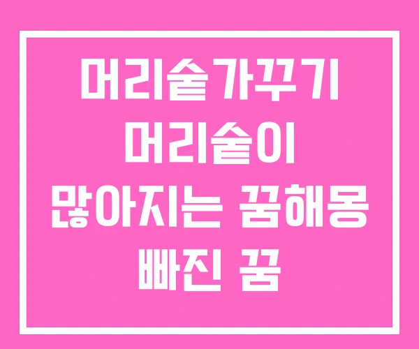 머리숱가꾸기 머리숱이 많아지는 꿈해몽 빠진 꿈 머리숱가꾸기 머리숱이 많아지는 꿈해몽 빠진 꿈