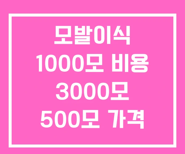 모발이식 1000모 비용 3000모 500모 가격