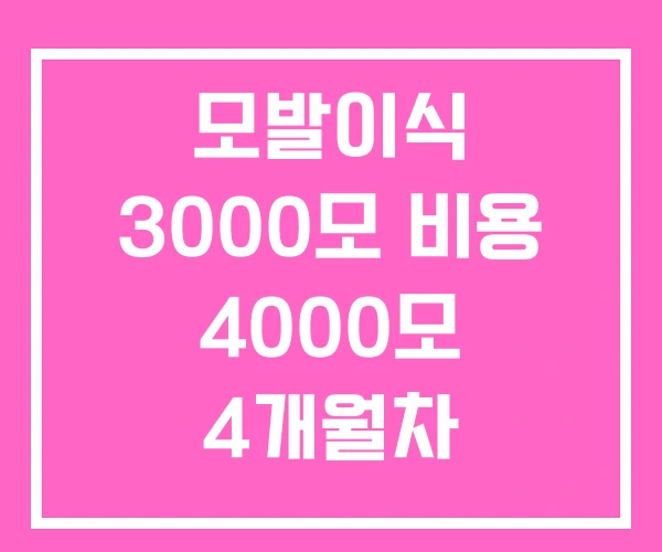 모발이식 3000모 비용 4000모 4개월차