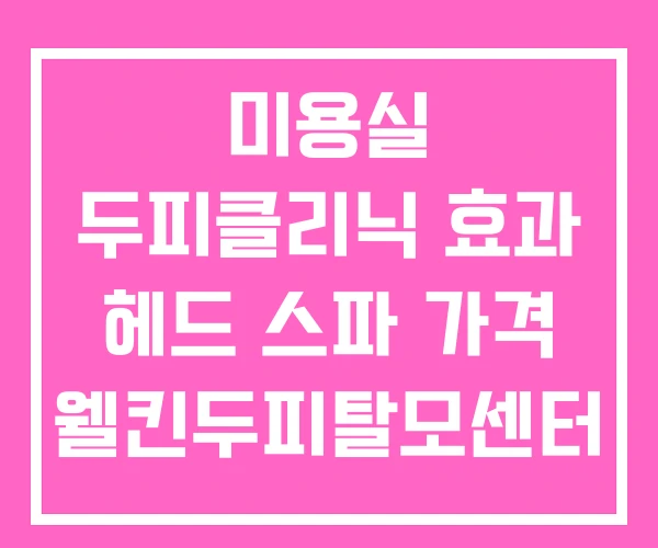 미용실 두피클리닉 효과 헤드 스파 가격 웰킨두피탈모센터