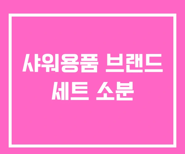 샤워용품 브랜드 세트 소분