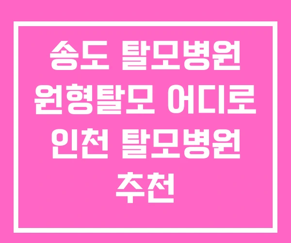 송도 탈모병원 원형탈모 어디로 인천 탈모병원 추천