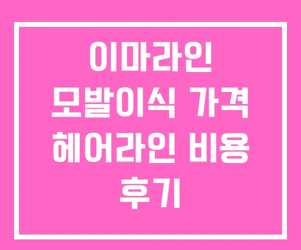 이마라인 모발이식 가격 헤어라인 비용 후기