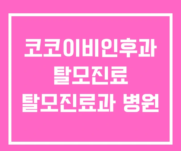 코코이비인후과 탈모진료 탈모진료과 병원 코코이비인후과 탈모진료 탈모진료과 병원
